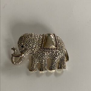 Sparkly Silver Elephant Brooch Pin